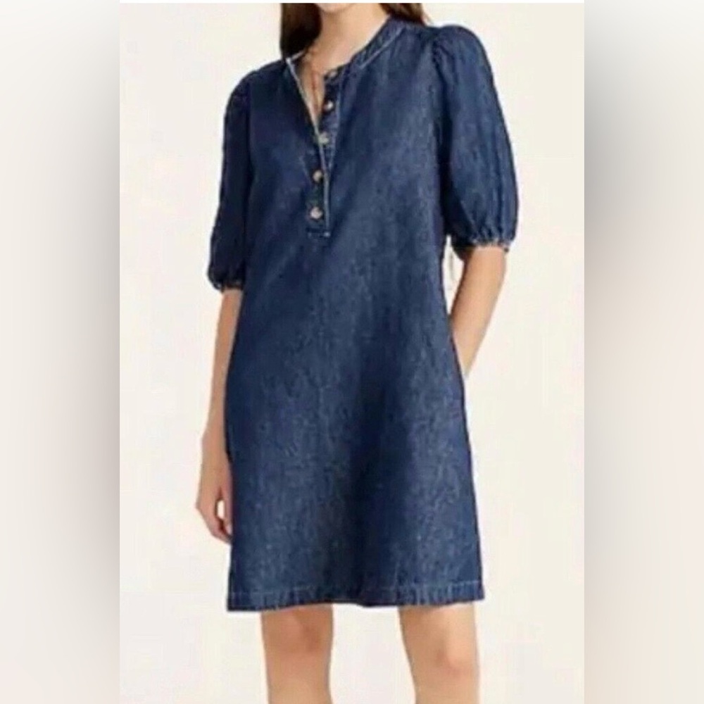 JCrew chambray puffed sleeves dress